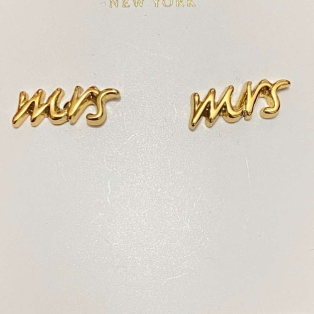 💍  Kate Spade Gold “Mrs” Stud Earrings